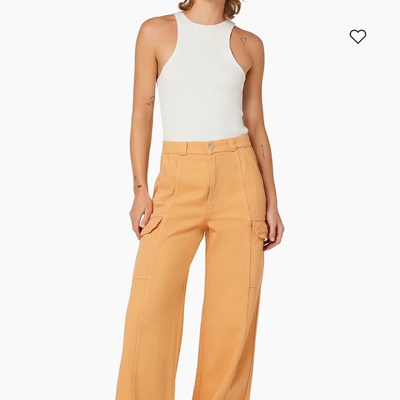 Saks Fifth Avenue Hudson Peach Wide-Leg Pants Cargo Jeans - Picture 1 of 9